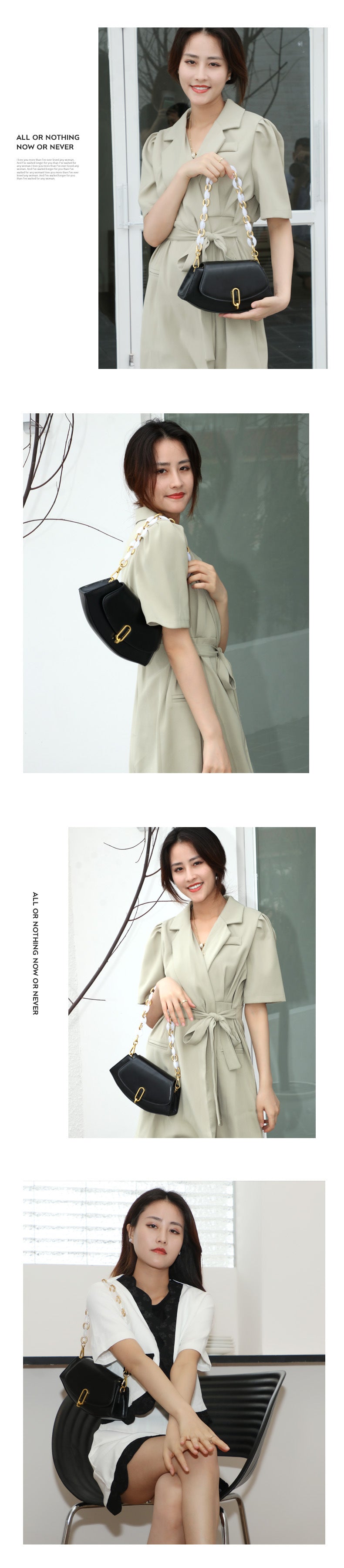 Women's Bag Korean Version Trendy Fashion New Style Personality Crossbody Bag Elegant Diamond Chain Simple Versatile Shoulder Bag