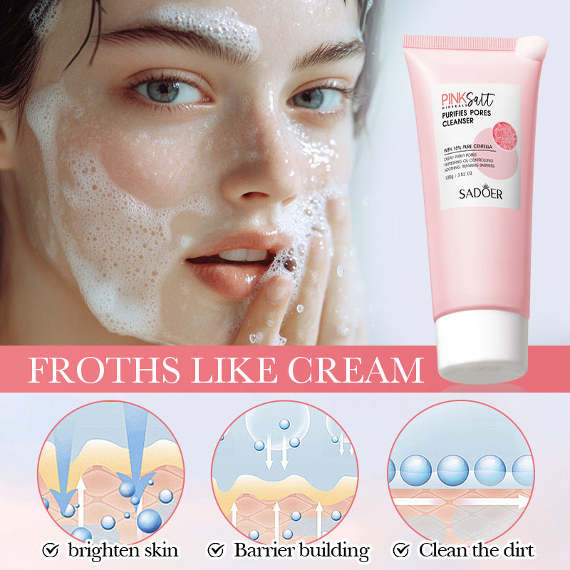 Himalayan Pink Salt Facial Cleanser SADOER Pore Cleansing Facial Cleanser Cross-Border Wholesale