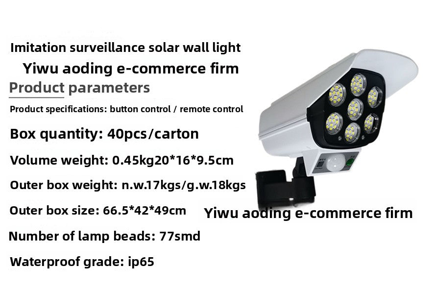 Specialized Ultra-Bright Solar-Powered Human Body Sensor Dummy Surveillance Camera Faux Camera Garden Light Emergency Light Wall Light Street Light