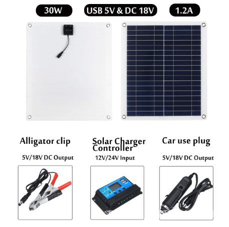 30W 18V High Efficiency Mini Solar Panel Flexible Voltage Polycrystalline Silicon Portable Battery Charging System