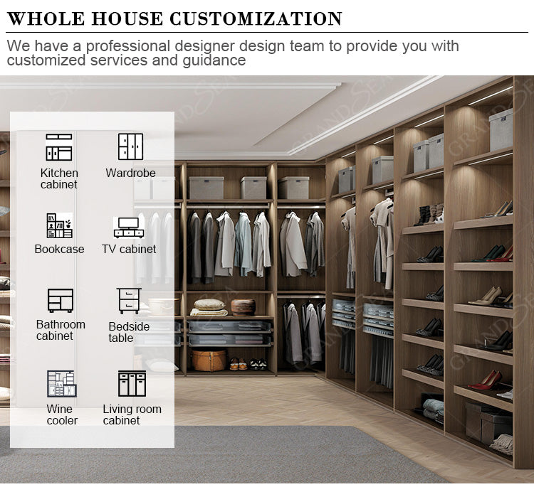 Best Selling in 2024 Luxury Bedroom Wall Wardrobe Design Custom Glass Door Wardrobe Bedrooms Walk in Closet