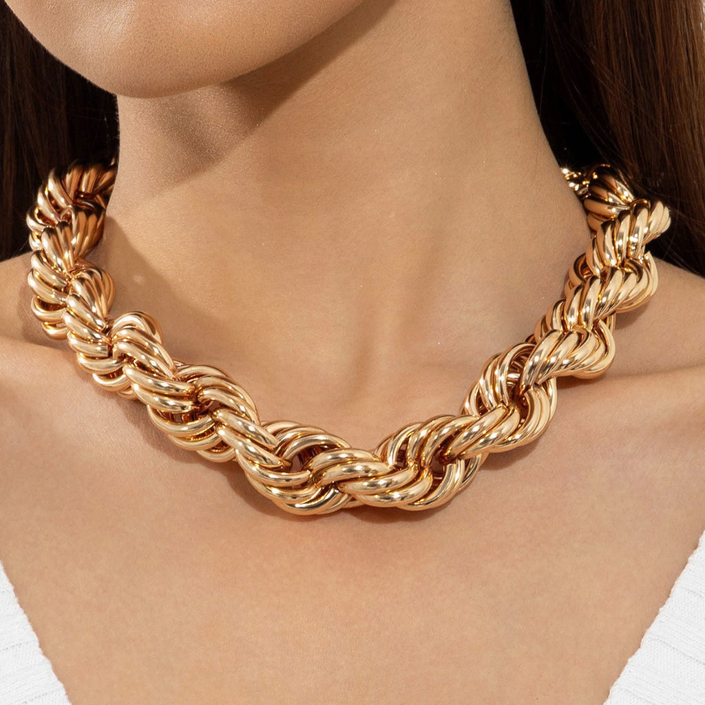 European and American Ornament Fashion Hip-Hop Short Thick Chain Geometric Necklace Metal Exaggerated Necklace