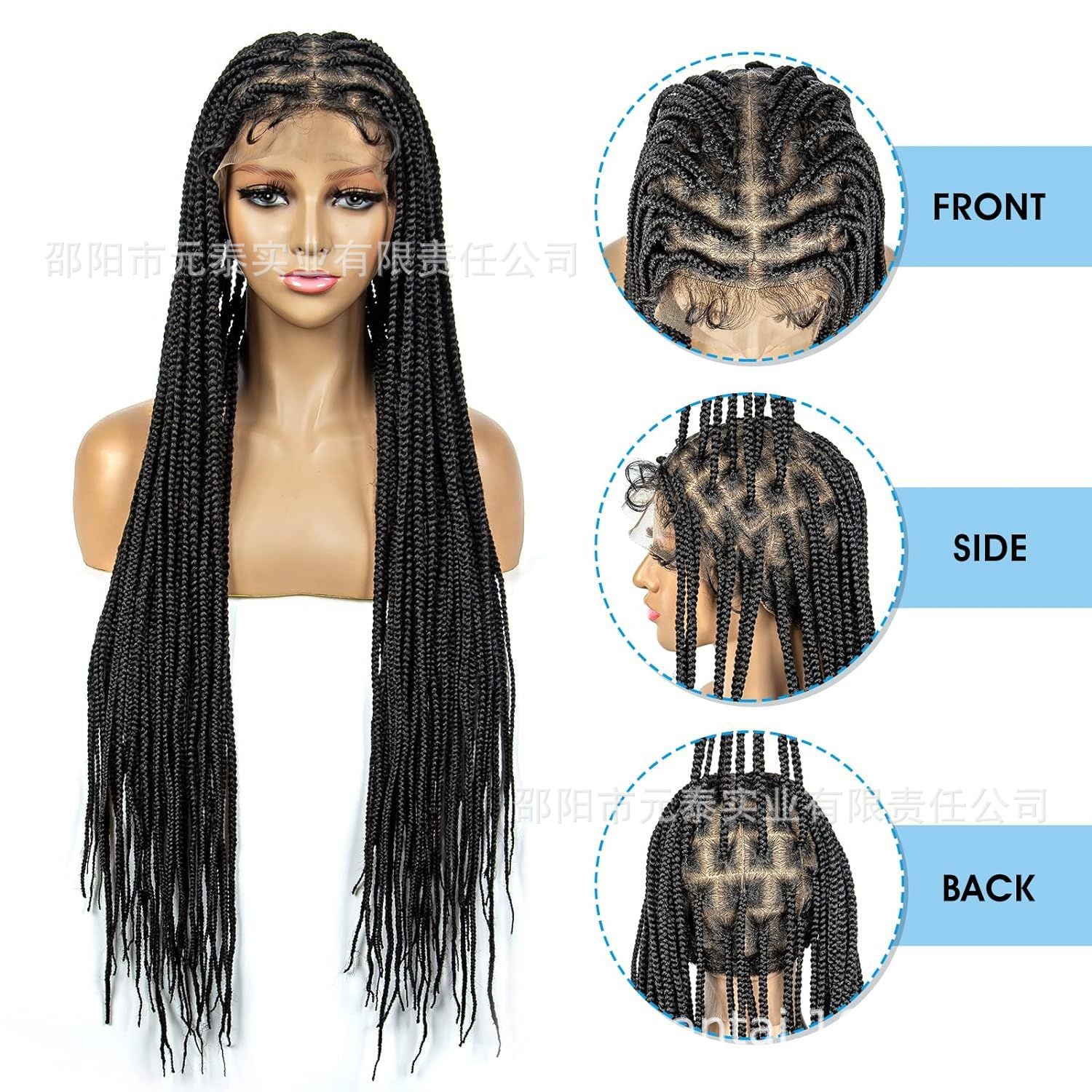 Full Double Lace 36" Braided Wigs  Cross Knotless Box Wigs