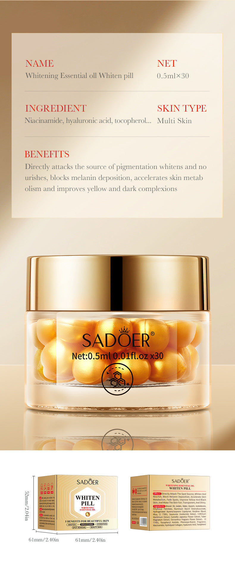 Anti-Wrinkle Pills Anti-Wrinkle Essence Oil SADOER Firming, Moisturizing and Rejuvenating Essence Cross-Border Foreign Trade Wholesale