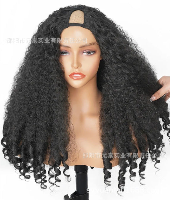 v-part Afro curls Hot Sale 180% Afro Curly Bouncy V Part Wig