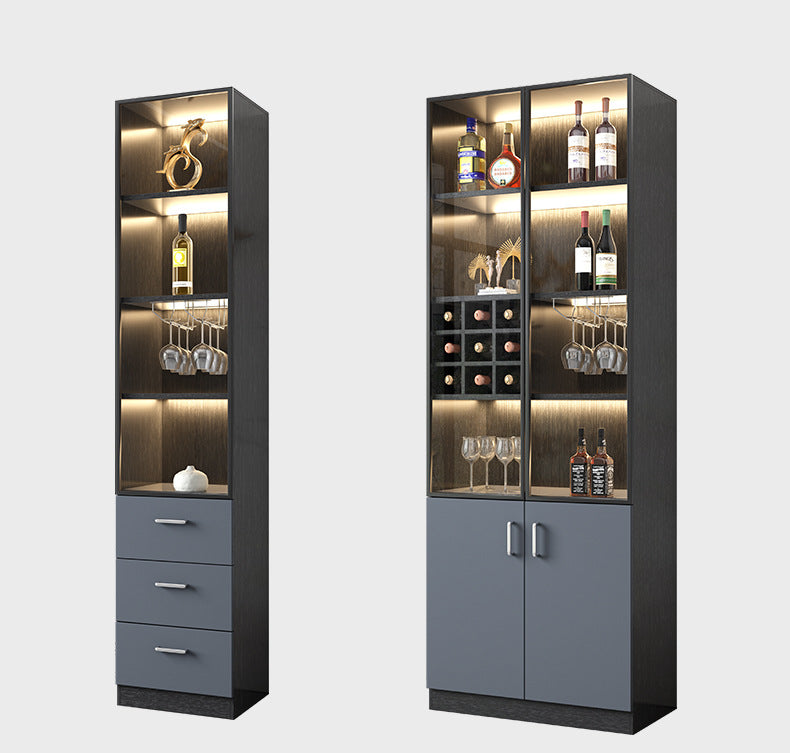 Glass Wine Cabinet for Living Room, Wall-Mounted, Modern Minimalist, Light Luxury, Double-Door Wine Cabinet, Home Dining Side Cabinet, High-End Display Storage Cabinet