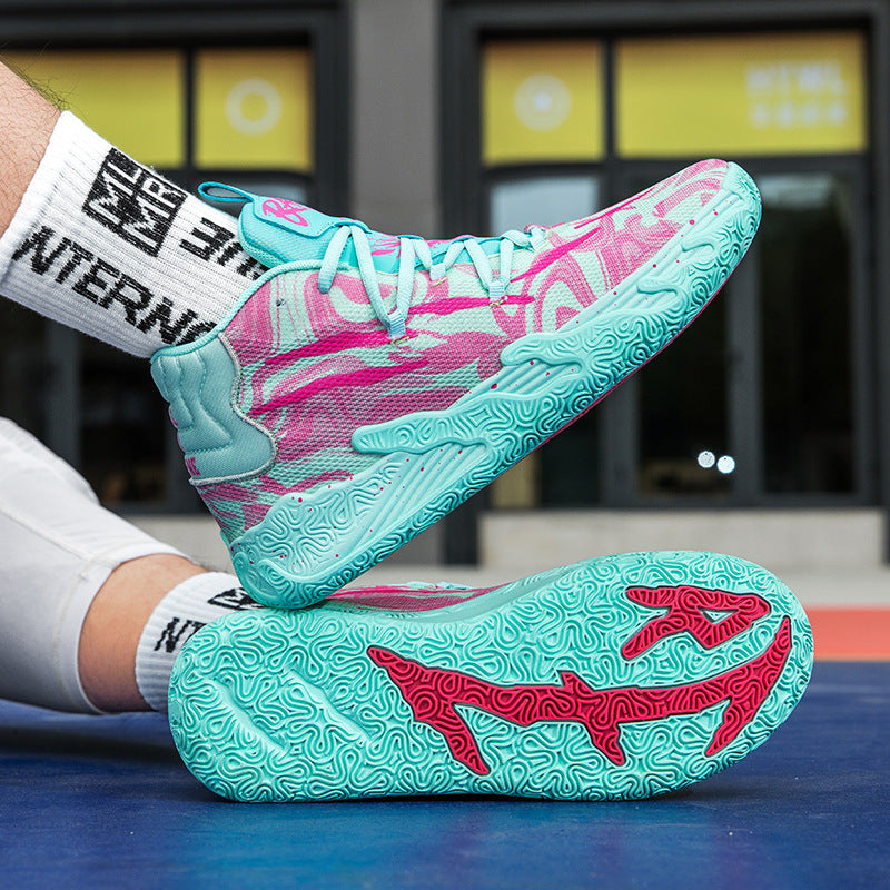 New Mid-Calf Professional Basketball Shoes Outdoor Practical Breathable Couple Shoes Thick Sole Non-Slip Unisex Shock Absorption Sports Shoes