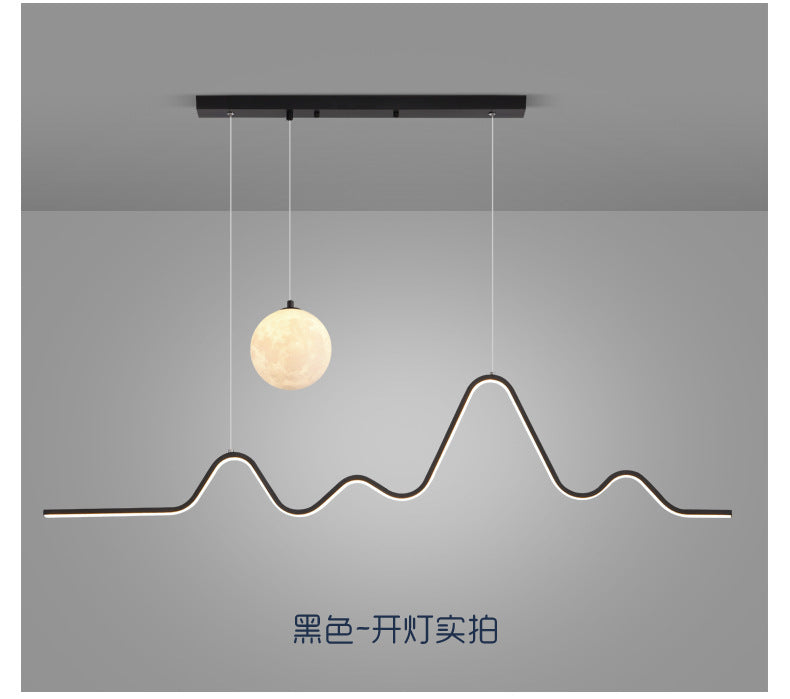 Restaurant Chandelier Light Luxury Dining Room Dining Table Bar Modern Minimalist Moon Lamp Minimalist Long Strip Guangdong Zhongshan Factory