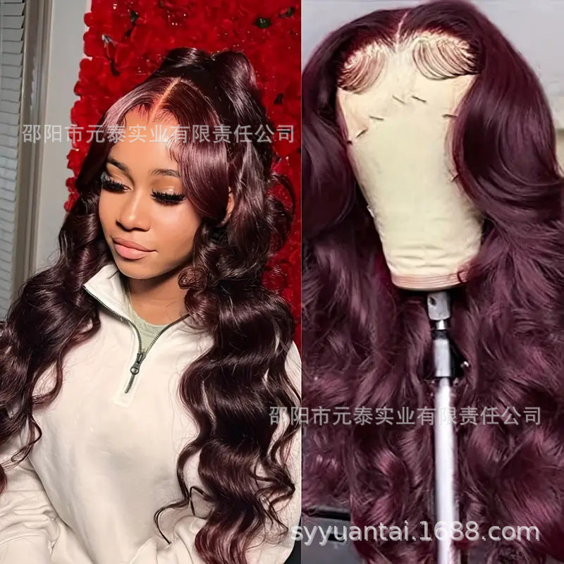 Dark Burgundy Lace Front Wigs 13X4 Body Wave Synthetic Wigs