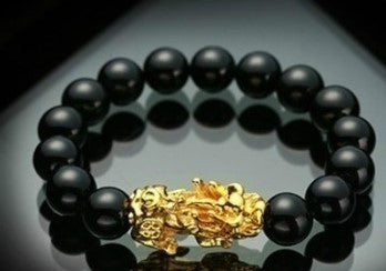 Vietnam Sand Gold Pixiu Bracelet for Men and Women Imitation3D Hard pure gold99Obsidian Wealth-Attracting Pichu Buddha Bead Jewelry Long-Lasting Color