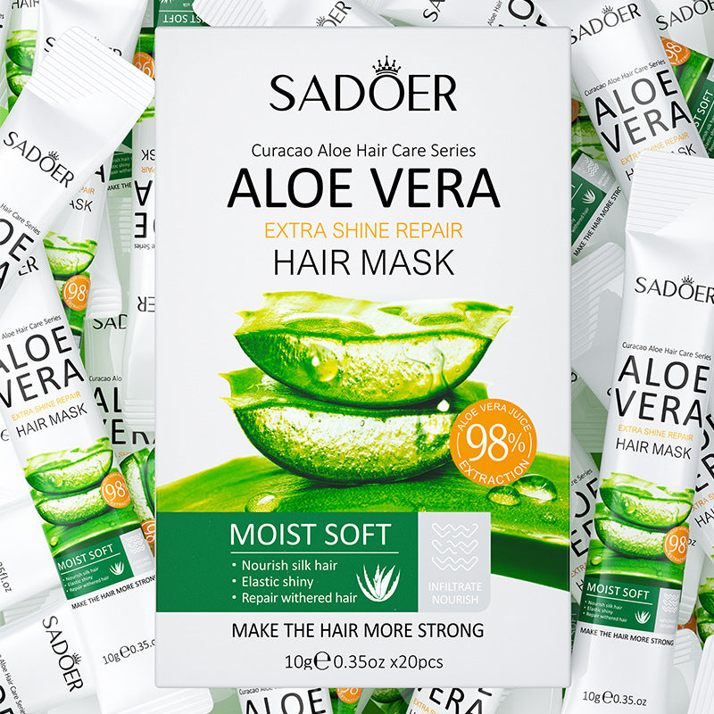 Aloe Vera Hair Mask10g*20pcs Smooth Improves Frizz and Smoothness Portable Export Manufacturer Wholesale
