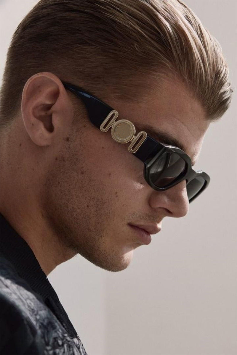 2025New Small Square Frame Sunglasses European and American Trendy Head-Shaped Polygonal Glasses Small Frame Sunglasses for Men