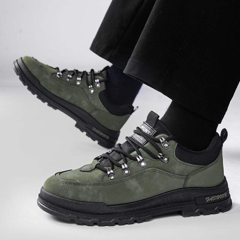 Men's Shoes2025Spring New Thick-Soled Height-Increasing Versatile Retro Low-Cut Martin Boots Men's Outdoor Hiking Mountaineering Shoes