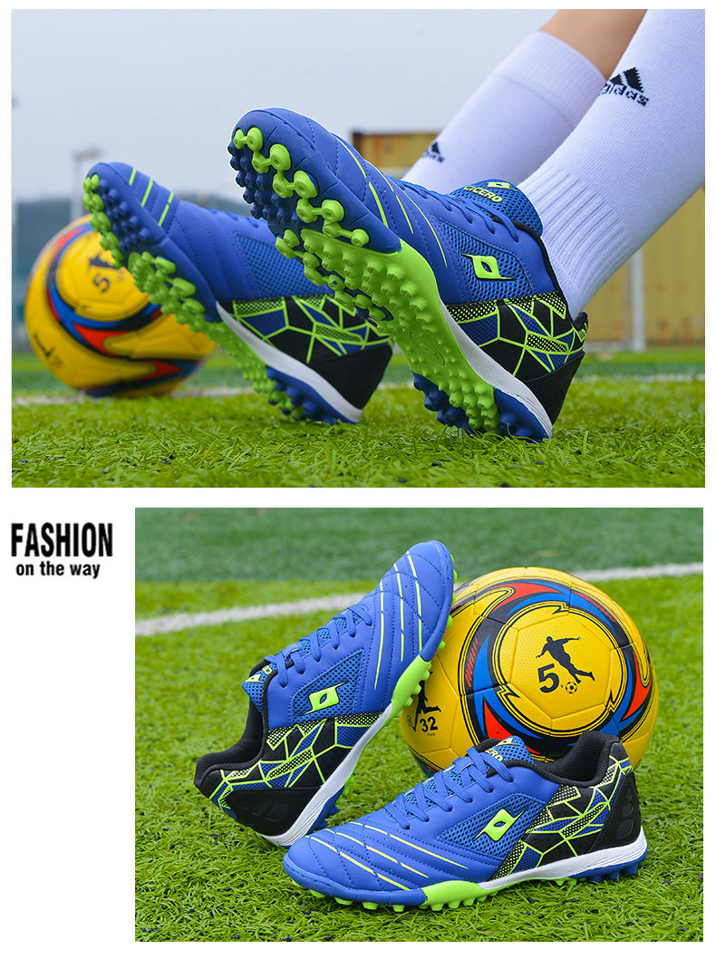 Men's Soccer Shoes TF Velcro Magic Tape Children's Sports Shoes for Primary and Secondary School Students and Teenagers for Sports Competitions and Training