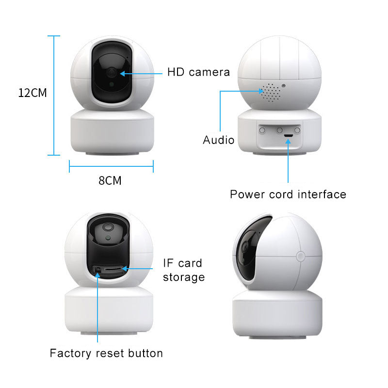 wifi Shake Head Camera Indoor Intelligent Monitoring Alarm Night Vision HD Home Remote Camera Infrared