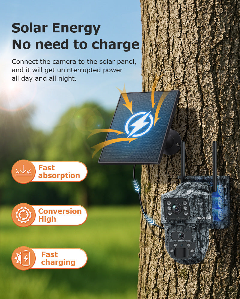 Private Model4G Solar camera dual lens dual view6MP HD Outdoor Camouflage Surveillance Camera