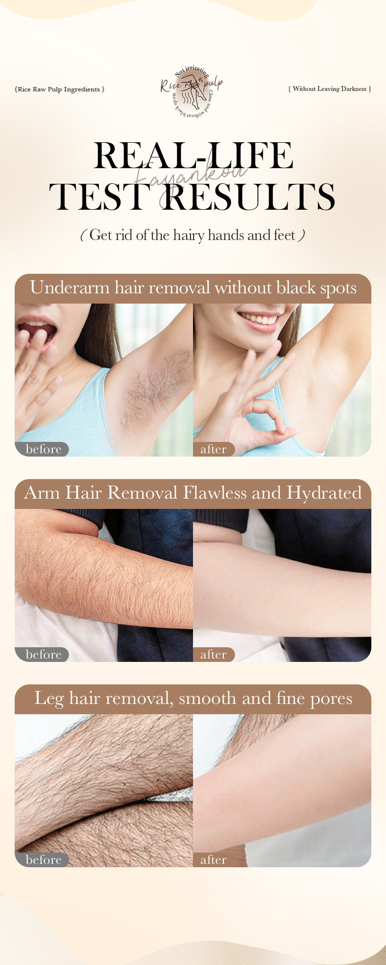 Rice Puree Whitening Hair Removal Cream BIOAOUA Smooth Armpit Hair Removal Leg Hair Removal Cream Cross-Border Wholesale