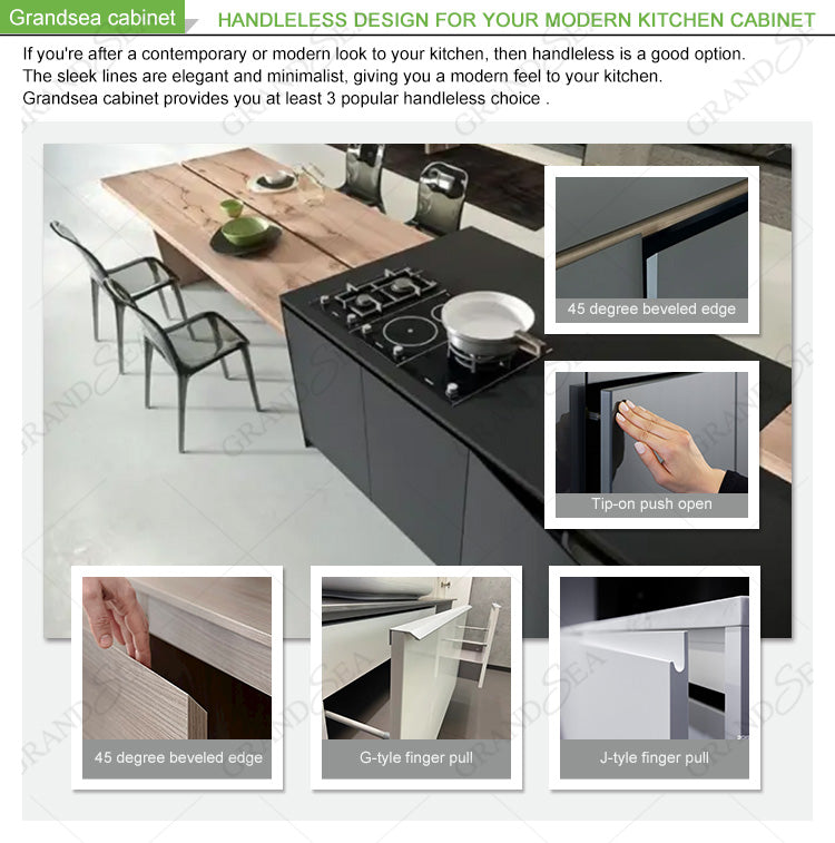 Best Simple Melamine Dark Black Luxury Large Modular Solid Wood Kitchen Cupboard Pantry Cabinet Set