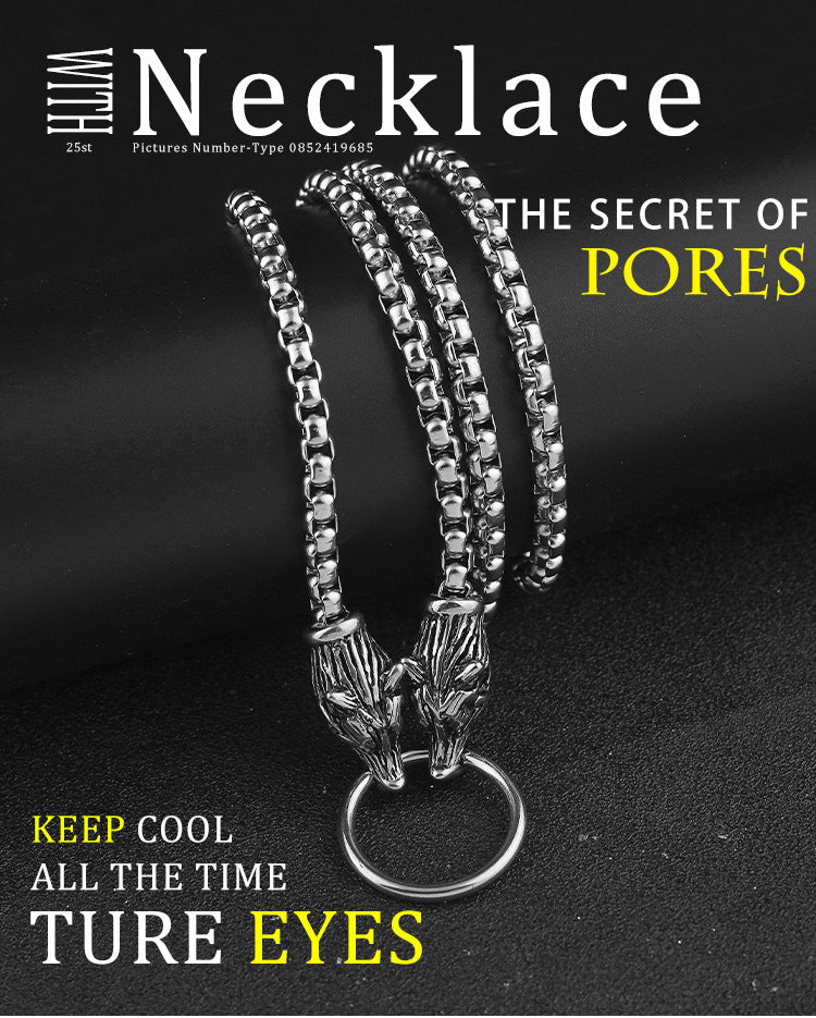 Viking Stainless Steel Wolf Head Odin Warrior Cross Pendant Necklace AliExpress Exclusive for Men Titanium Steel