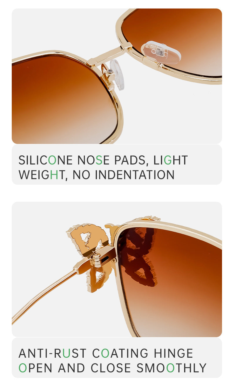European and American Fashion Personality Butterfly Diamond Sunglasses for Women Metal Frame Sunglasses Women's Sun Protection Glasses shades