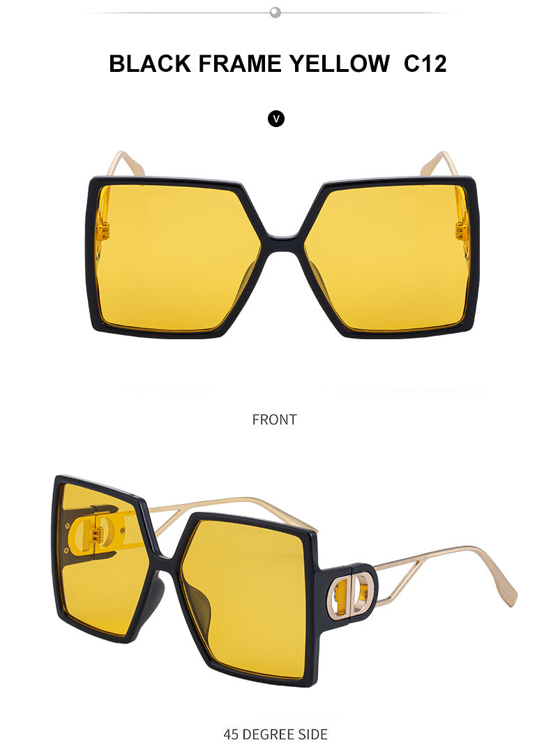 Fashion Large Frame Sunglasses for Women ins Internet Celebrity Style Square Frame Sunglasses for Women Trendy Street Photography Glasses sunglasses