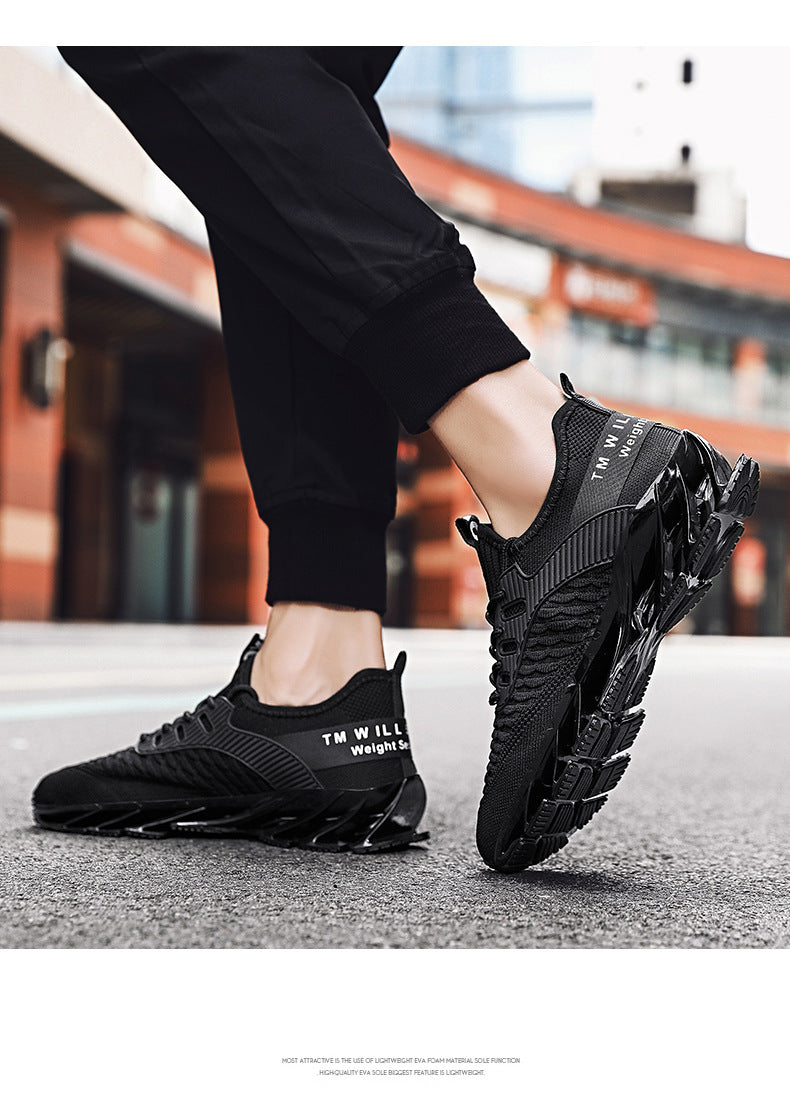 2025Summer New Men's Shoes Non-Slip Blade Shoes Men's Running Shoes Breathable Flyknit Mesh Shoes Sports Casual Shoes