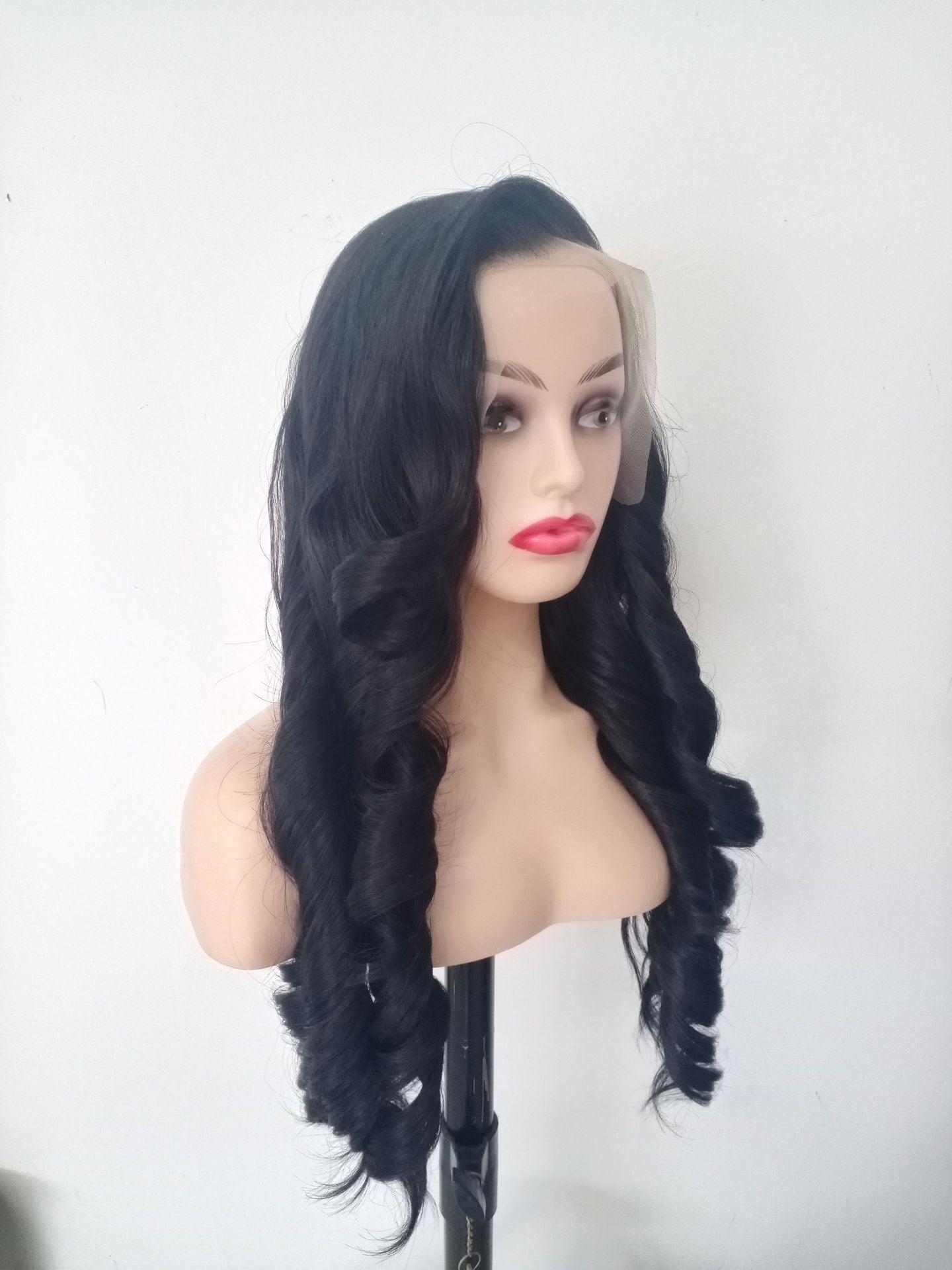 13*4 Lace Front 28 inch Long Black Wavy Hair Wig