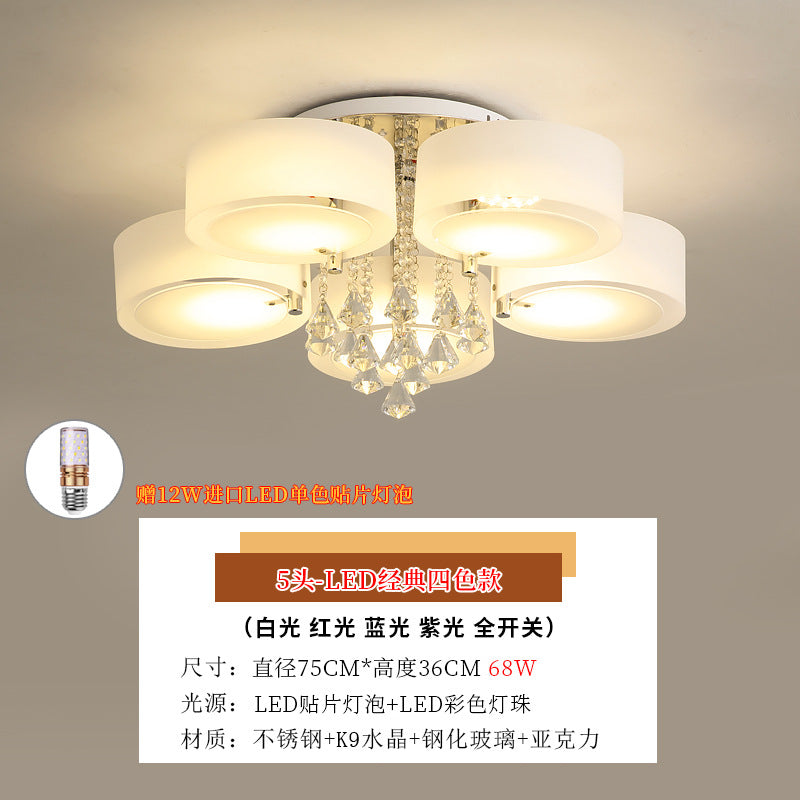Living Room Lamp Crystal Lamp LED Ceiling Lamp Round Bedroom Lamp Simple Modern Elegant Home Dining Room Balcony Lighting