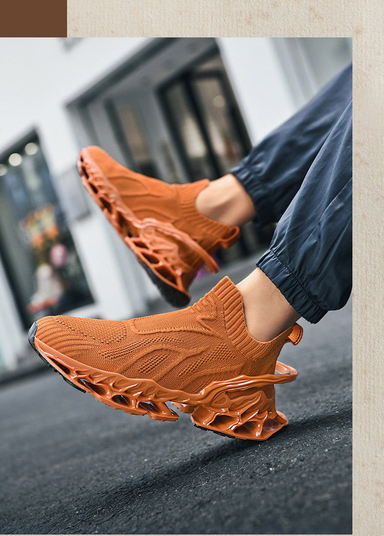 Summer Breathable Mesh Large Size Men's Shoes Trendy Mesh Shoes Men's Blade Running Shoes Sports Height-Increasing Flyknit Socks Trendy Shoes