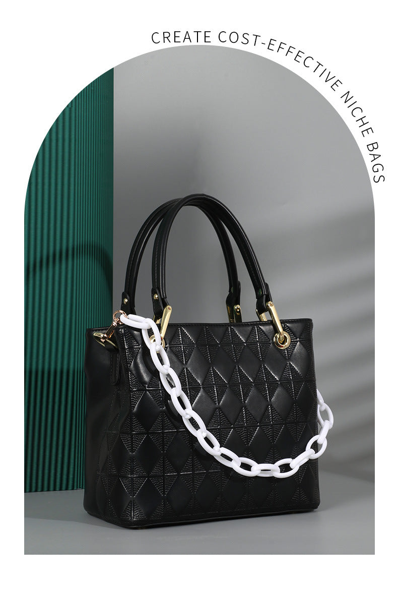 Fashion Quilted Handbag Simple Versatile Design Textured Fashion Single Shoulder Crossbody Women's Bag