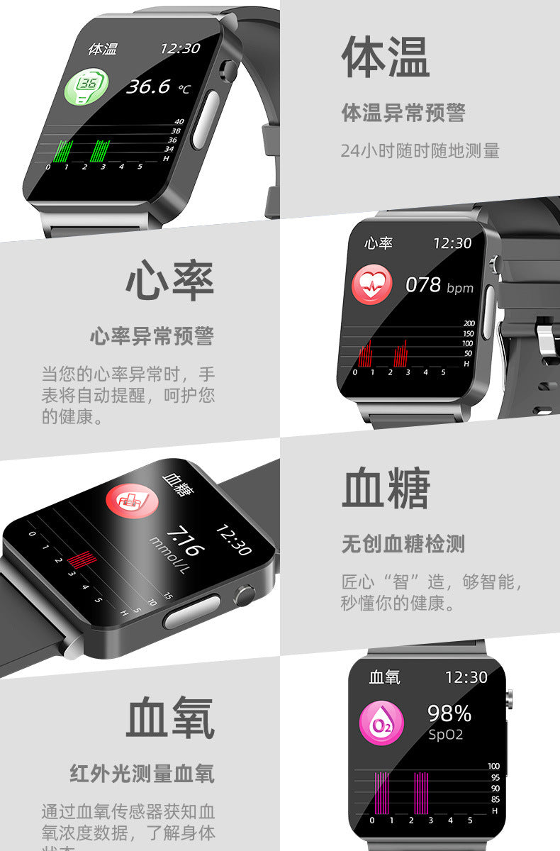 KS03Smart Watch Non-invasive Blood Glucose ECG ECG blood pressure blood oxygen temperature monitoring smartwatch manufacturer