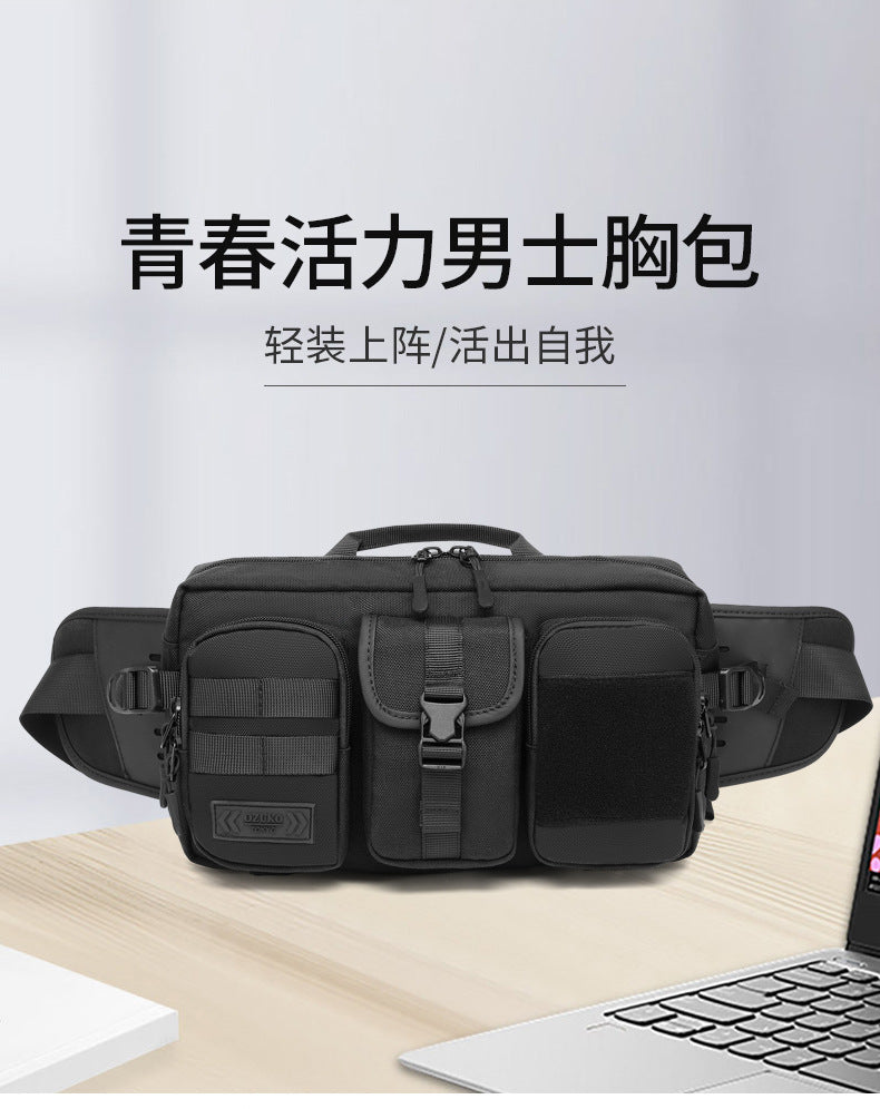 OZUKO Tactical Waist Bag Men's Multifunctional Crossbody Bag Waterproof Outdoor Large Capacity Sports Portable Men's Bag