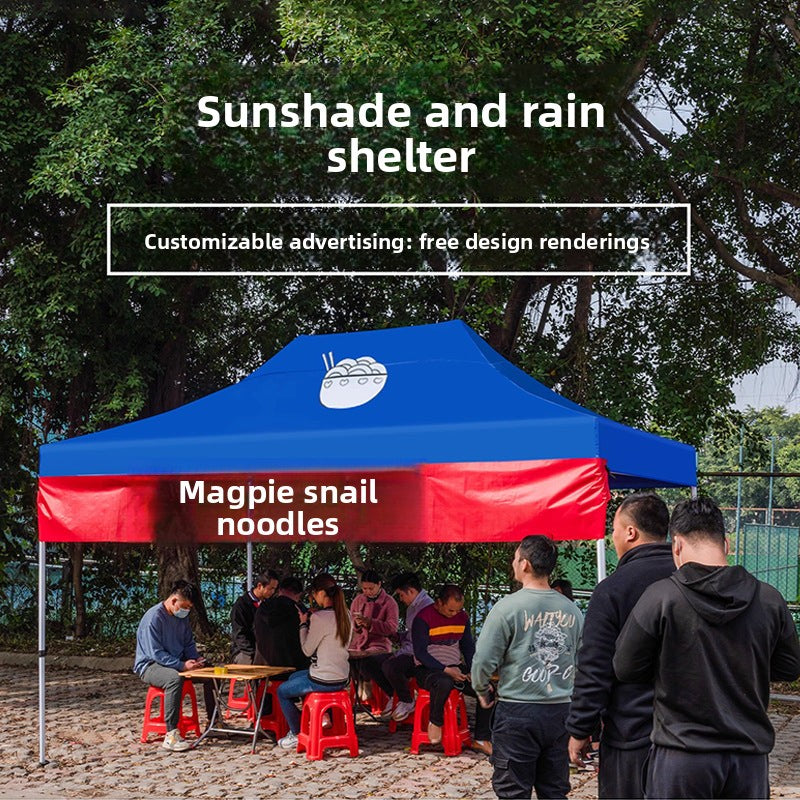 Thickened Stainless Steel Four-Corner Tent Outdoor BBQ Night Market Stall Use Rain Shelter Windproof Sunshade Portable Folding Large Umbrella