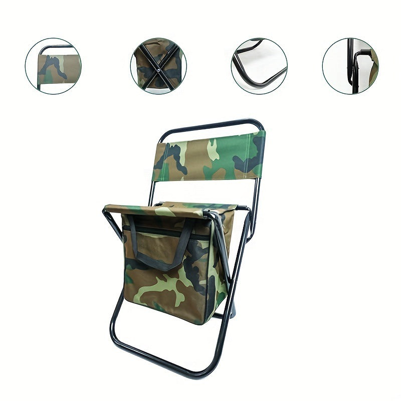 Source Factory Outdoor Camping Folding Chair Ice Pack Insulation Thickened Steel Tube Fishing Chair Portable Fishing Folding Chair