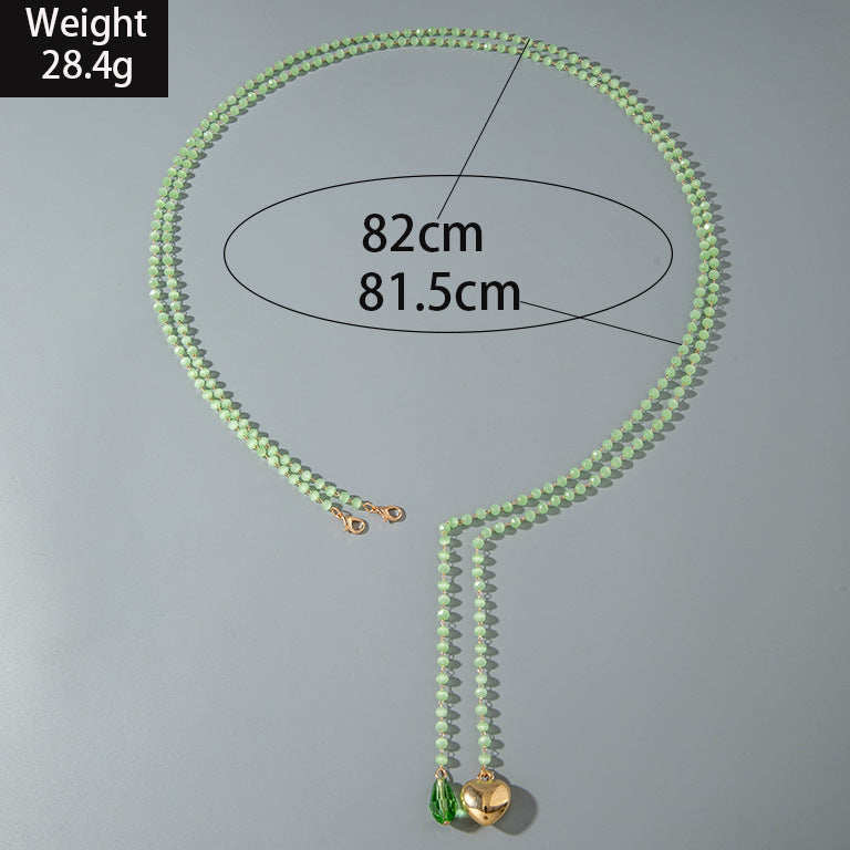 European and American Fashion Jewelry Beaded Tassel Double Layer Long Necklace Elegant Multi-layer Wear Y Type Necklace Ornament