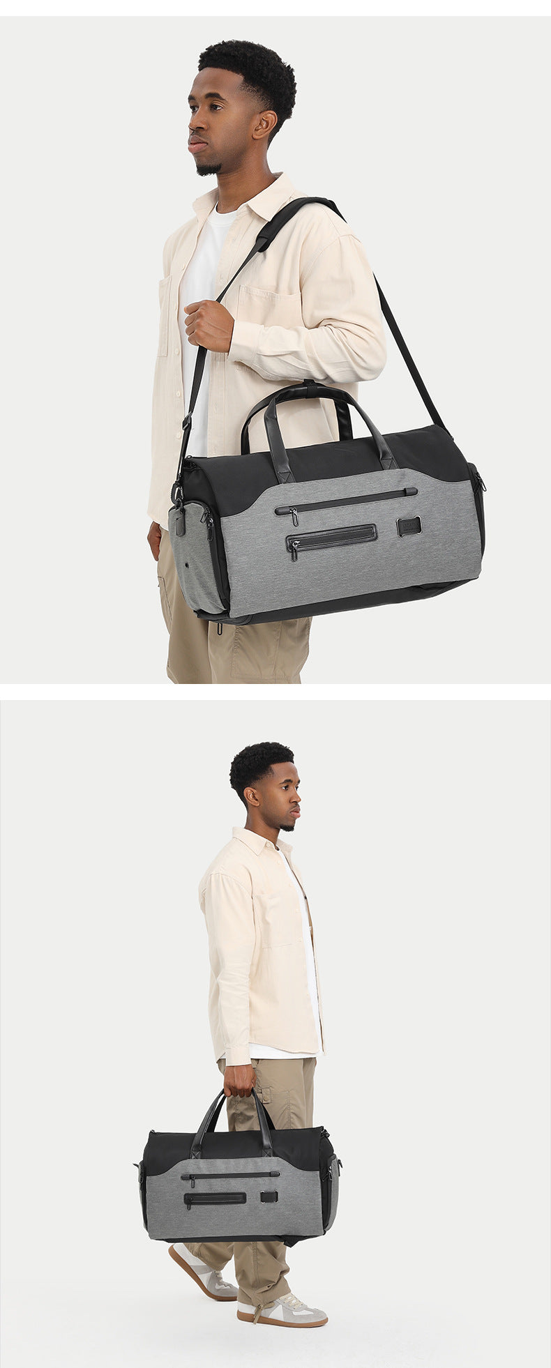Men's Travel Bag Foldable Suit Gym Bag Large Capacity Multifunctional Waterproof Short Trip Handheld Shoulder Luggage Bag