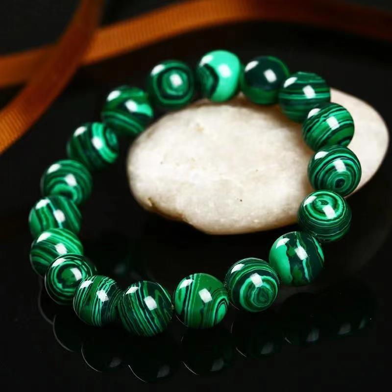 European and American Crystal Bracelet8MM Beaded Natural Stone White Pine Malachite Colorful Elastic Bracelet