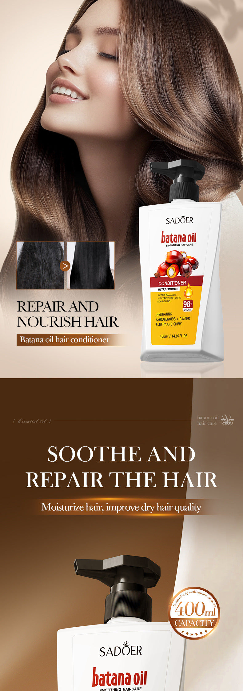 Batahan Nourishing Conditioner SADOER Scalp Moisturizing and Smooth Hair Mask Cross-Border Foreign Trade Wholesale
