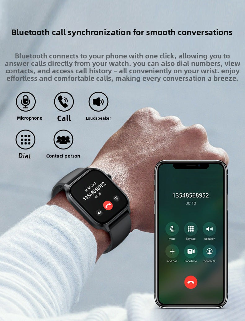 Y7Smart Watch1.85inch Bluetooth call, heart rate, step counting, sleep monitoring IP68Deep Waterproof Three-Proof