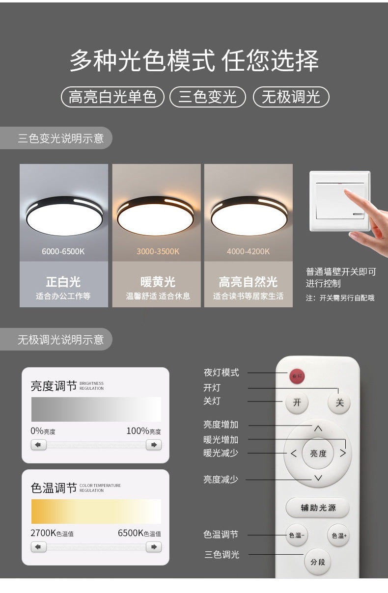 New led Living Room Ceiling Light Nordic Round Bedroom Light Simple Study Room Light Dining Room Balcony Lighting Fixture