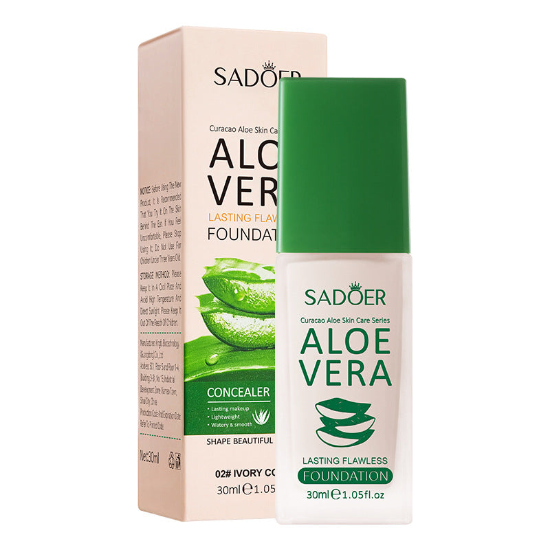 Full English Makeup SADOER Aloe Vera Foundation Liquid Long-lasting Clear Concealer Non-cakey  Wholesale