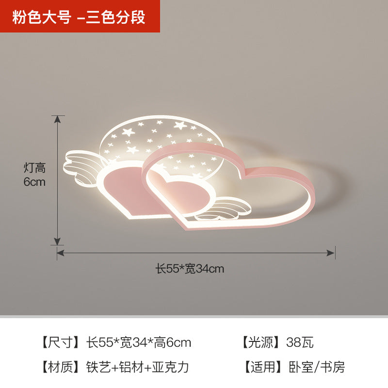Cozy Eye Protection Bedroom Lamp led Simple Ceiling Light for Boys and Girls Princess Room Bedroom Creative Double Heart Lamp