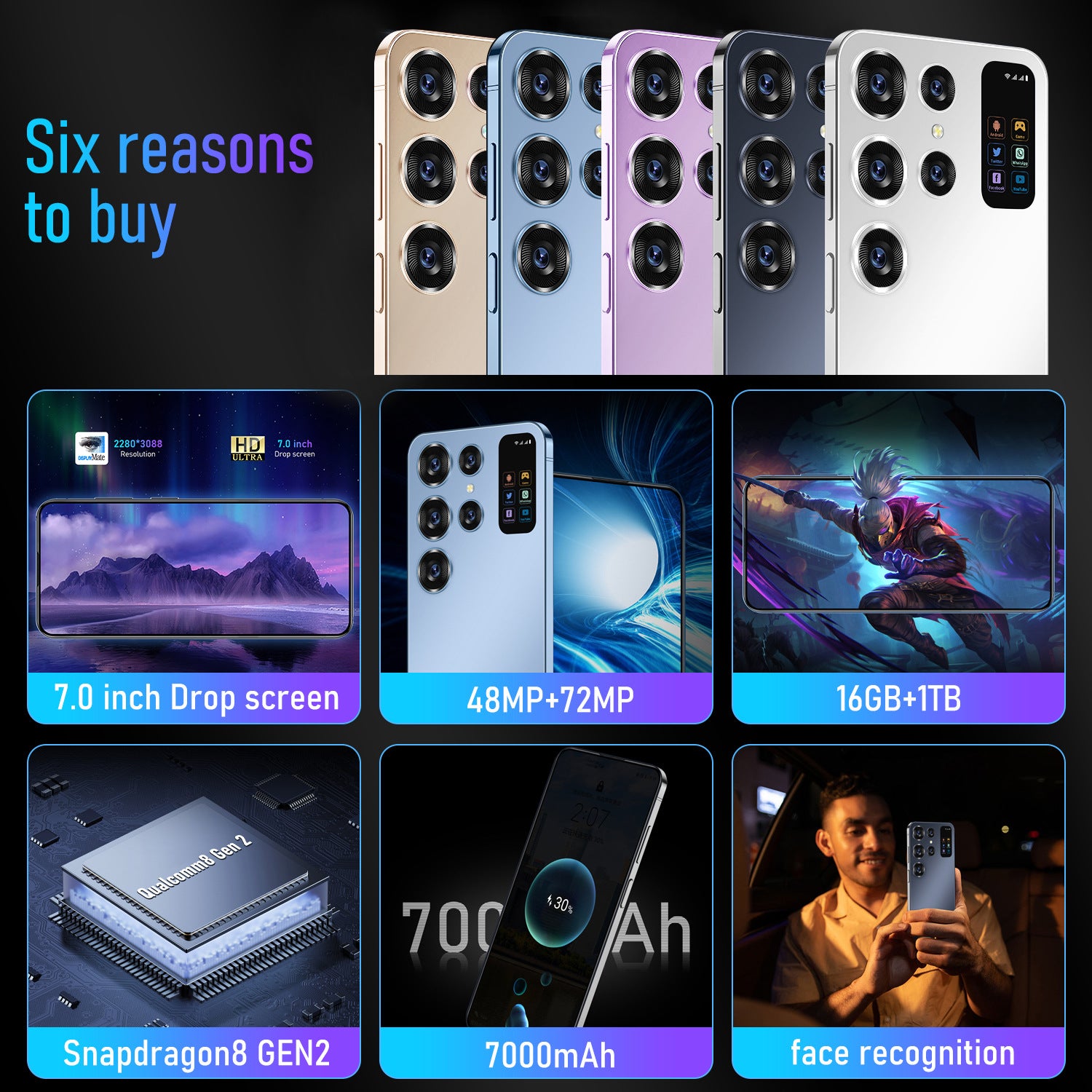 New Hot Sale Smart Phone S24 Ultra Android Phone16+1T Mobile Phone Source Manufacturer