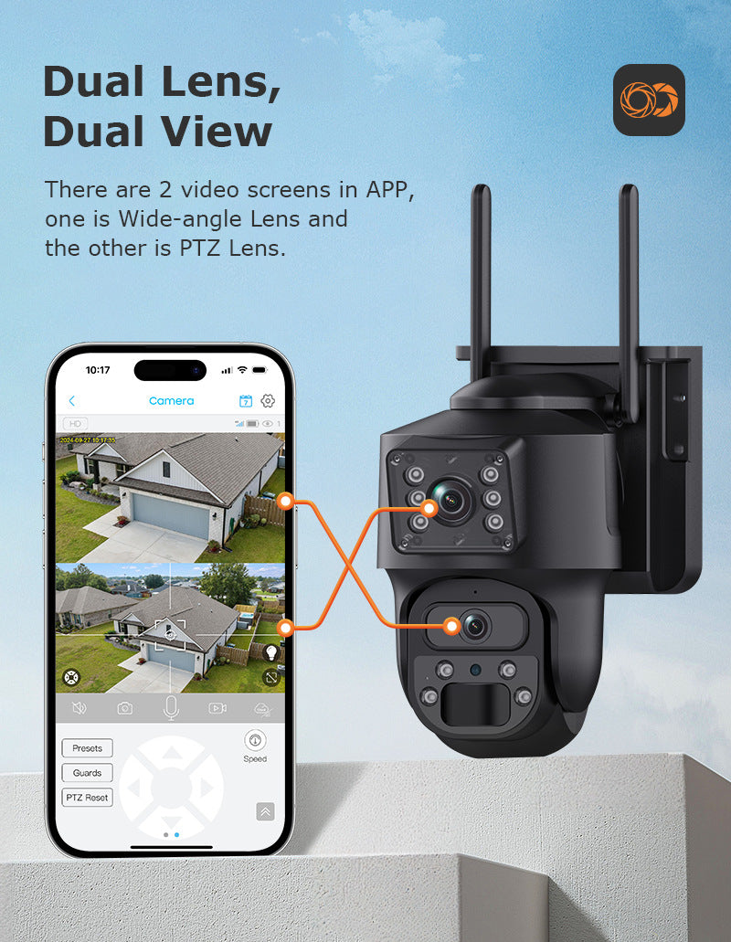 600Megapixel HD Dual Screen Solar Surveillance 4G/WIFI Outdoor Camera Monitoring Special Wholesale