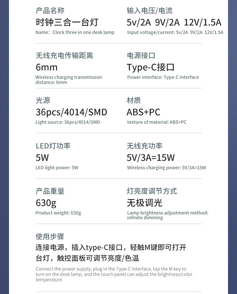 Customized Desk Lamp Business Gift15W Wireless Charging Reading Lamp Student Special Eye Protection Bedroom Dormitory Study Lamp