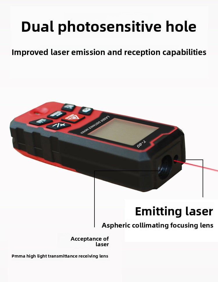 Handheld Laser Distance Meter Infrared Measuring Ruler Electronic Ruler High Precision Room Measuring Instrument Distance Measuring Device T