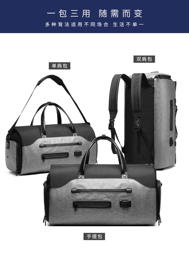 Men's Travel Bag Foldable Suit Gym Bag Large Capacity Multifunctional Waterproof Short Trip Handheld Shoulder Luggage Bag