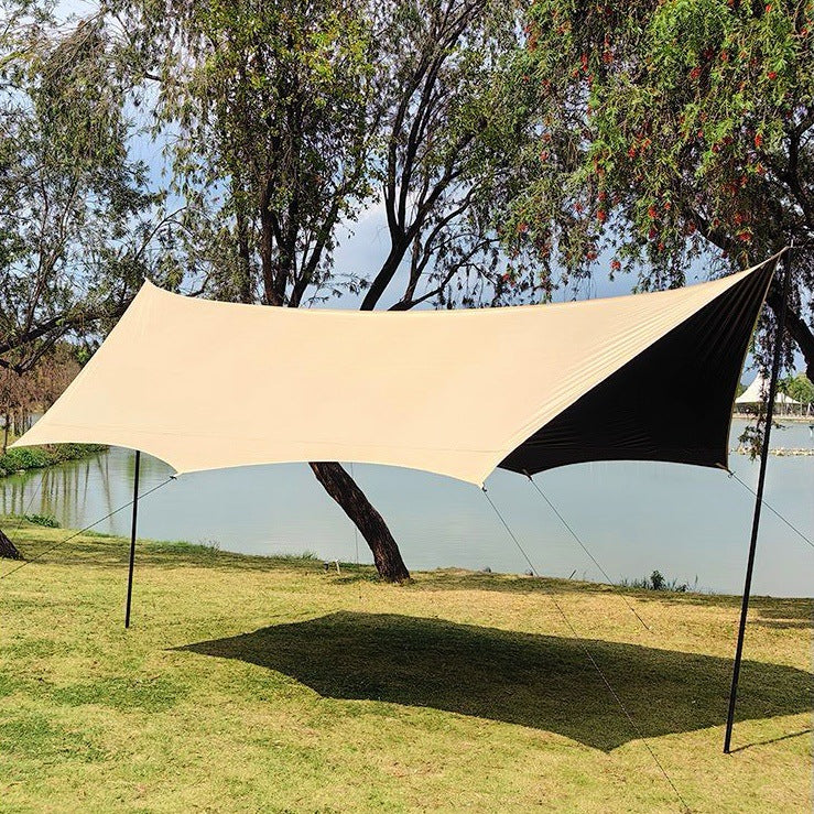 Outdoor Camping Canopy Portable Foldable Camping Gear Rainproof Sunproof Awning Black Coating Sunshade Travel Gear
