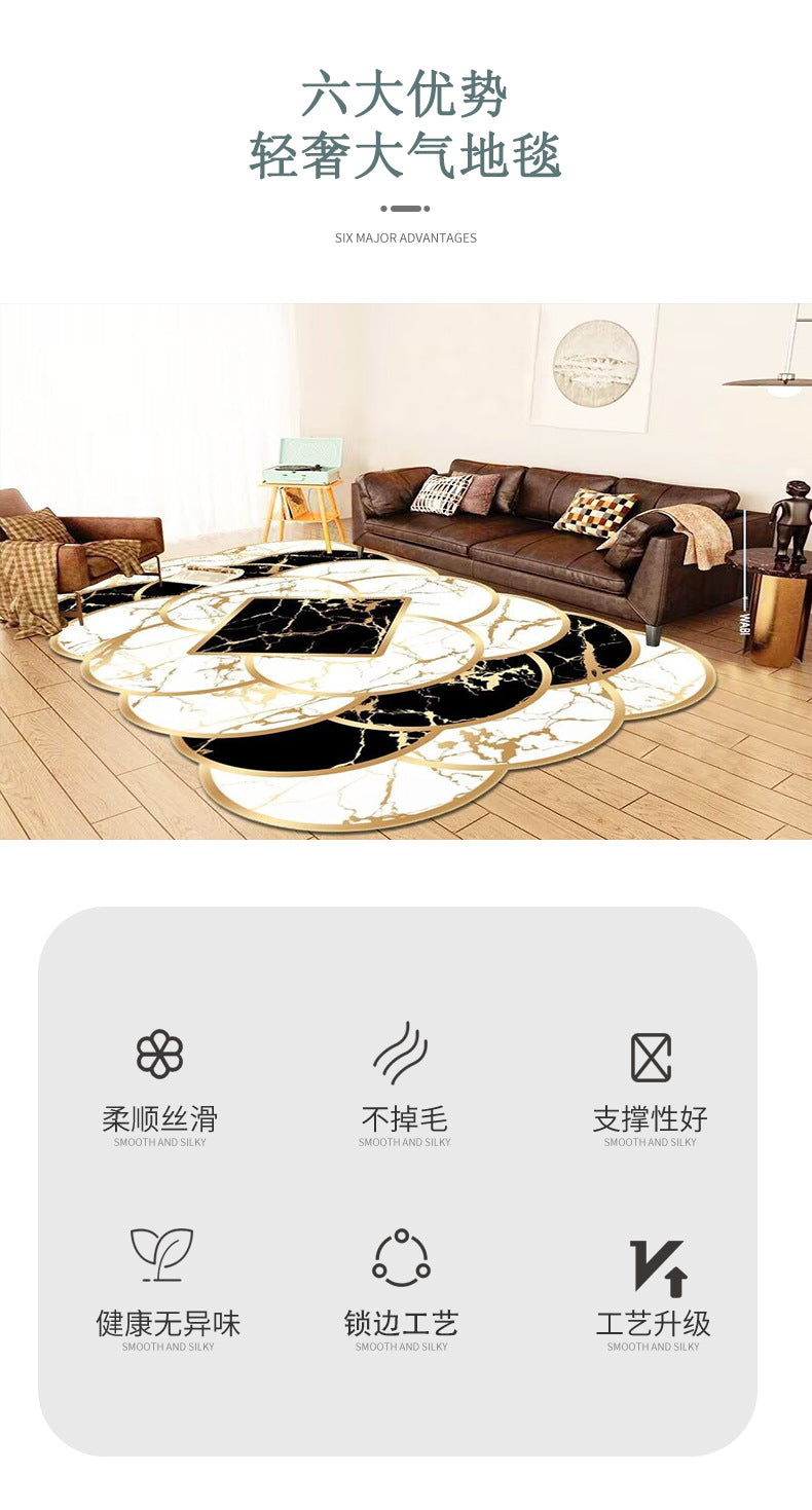 Crystal Velvet Carpet Full Coverage Living Room Non-Slip Coffee Table Rug Chinese Classical Home Bedroom Bedside Rug One Piece Dropshipping