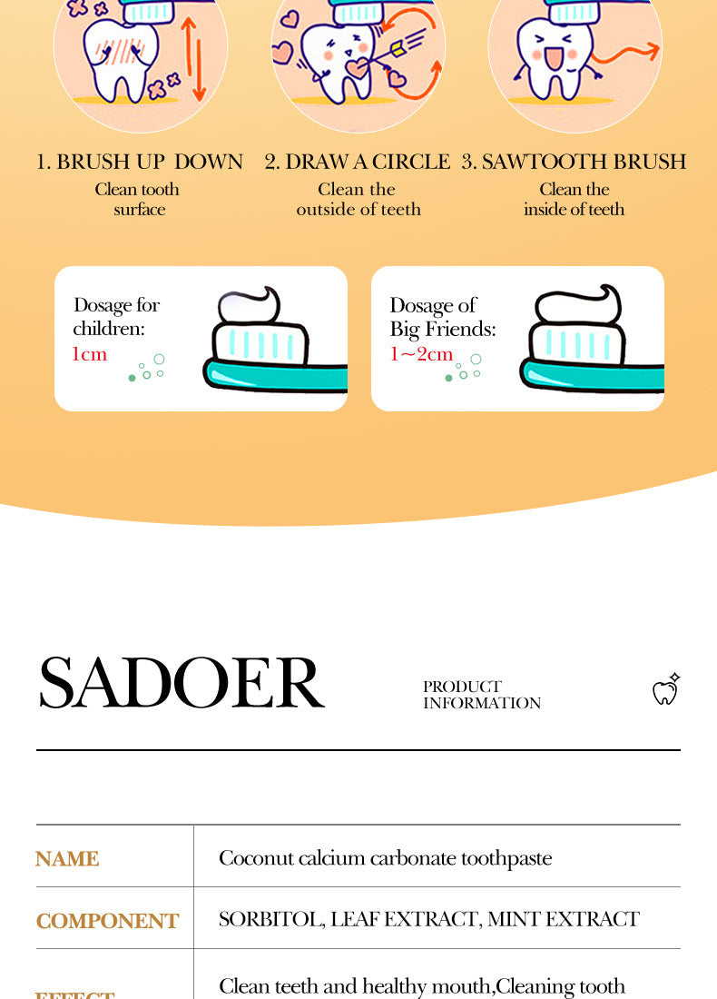 Toothpaste SADOER Vitamin C Coconut Oral Care Gum Protection  Wholesale Live Streaming